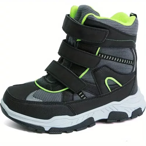 Bottes de neige garçon mi-hautes à scratch – chaudes et imperméables