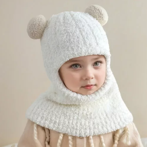 Bonnet à capuche enfant avec oreilles de loup – chaud et doux pour l’hiver