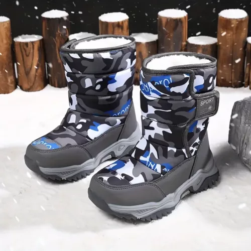 Bottes de neige enfant imperméables doublées chaud - camouflage hiver unisexe