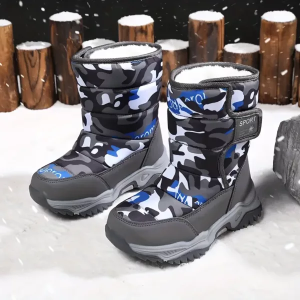 Bottes de neige enfant imperméables doublées chaud - camouflage hiver unisexe