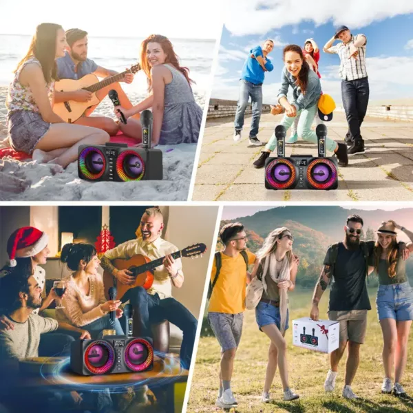 Karaoké portable tout-en-un avec micro sans fil – enceinte Bluetooth intégrée