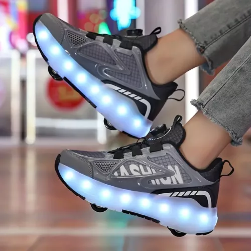 Baskets à LED enfant avec roulettes discrètes – semelle TPR et tissu respirant