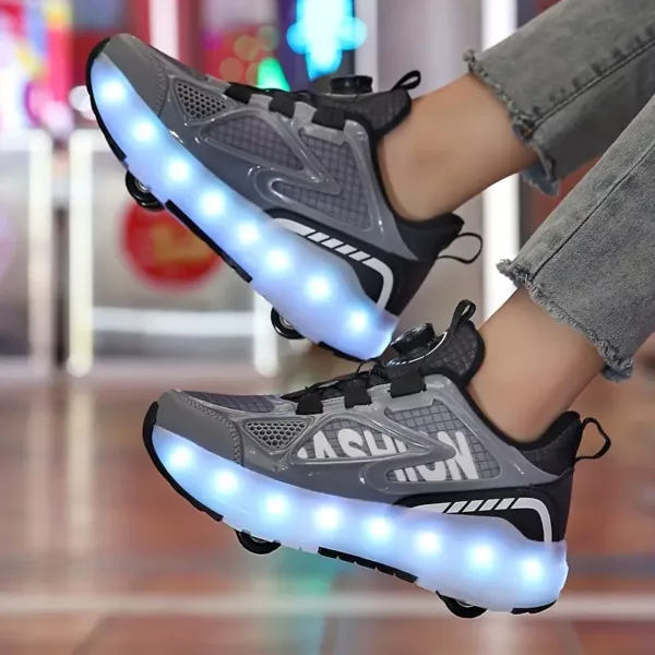 Baskets à LED enfant avec roulettes discrètes – semelle TPR et tissu respirant