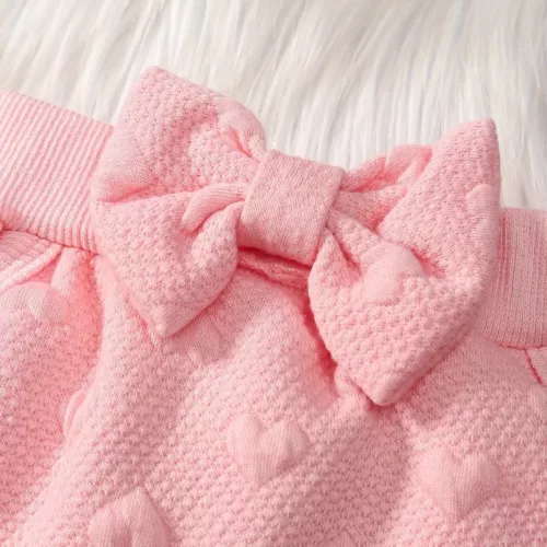 Ensemble naissance bébé fille 2 pièces – pull cœur et pantalon doux hiver