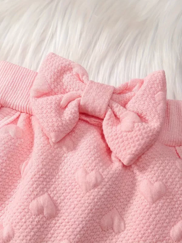 Ensemble naissance bébé fille 2 pièces – pull cœur et pantalon doux hiver