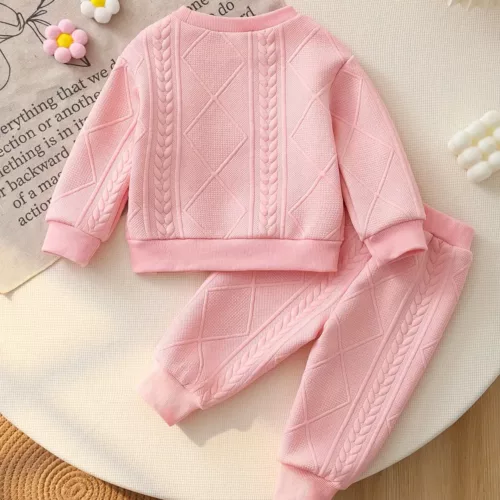 Ensemble naissance bébé fille 2 pièces – haut fleuri à pompons et pantalon doux