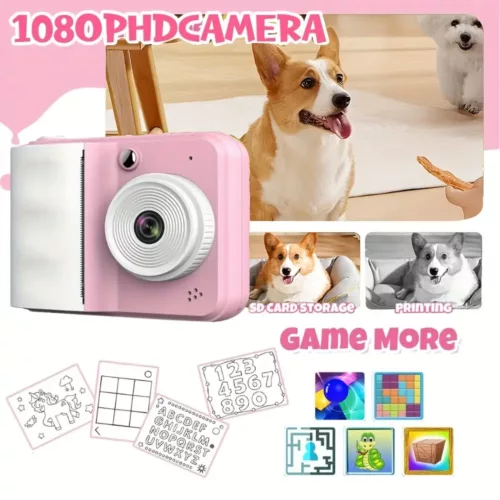 Appareil photo instantané enfant numérique – double objectif, carte SD incluse