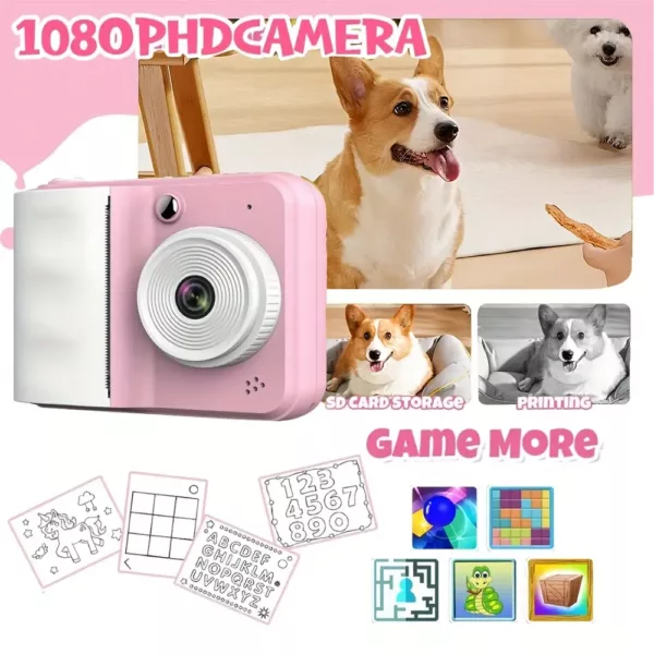 Appareil photo instantané enfant numérique – double objectif, carte SD incluse