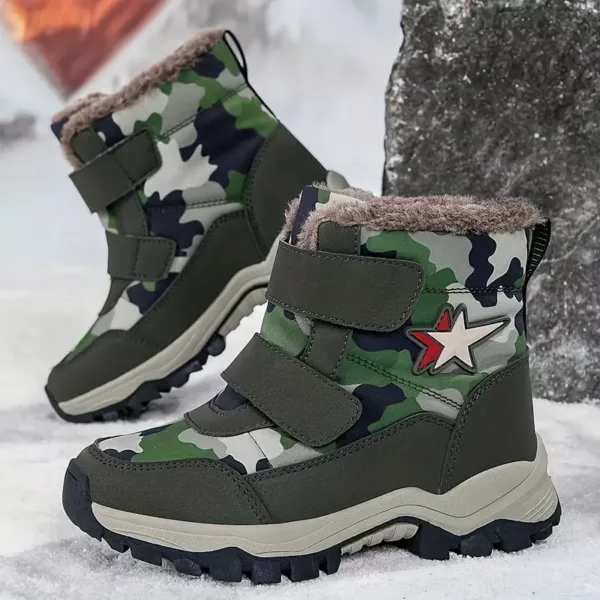 Bottes de neige enfant imperméables doublées fourrure – hiver mixte antidérapantes