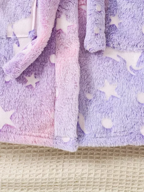 Robe de chambre enfant en flanelle douce avec capuche – effet phosphorescent