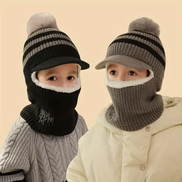 Bonnet d’hiver enfant avec tour de cou tricoté chaud et doux – 1 pièce