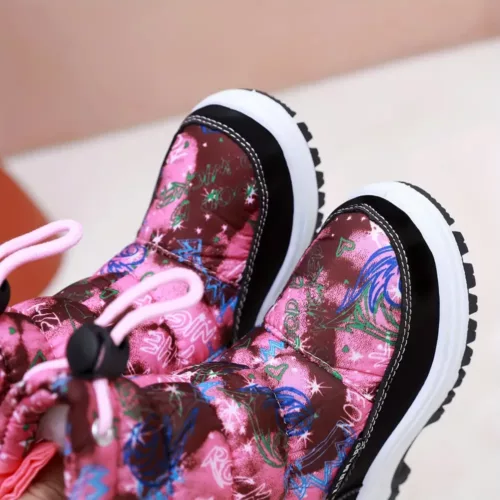 Bottes de neige fille mi-mollet imperméables intérieur doux antidérapantes hiver