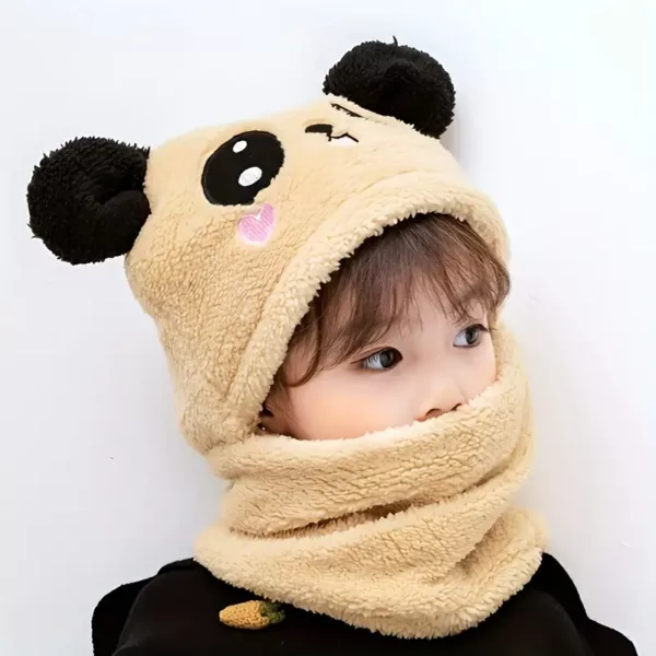 Bonnet bébé avec tour de cou assorti – chaud et doux motif panda hiver