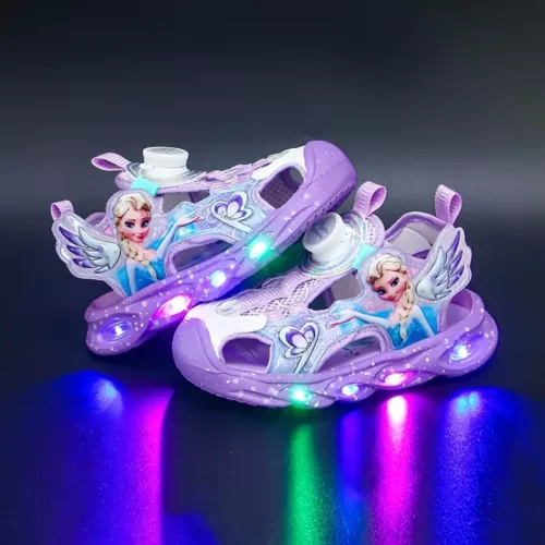 Sandales fille lumineuses style princesse – design ange scintillant à boucle