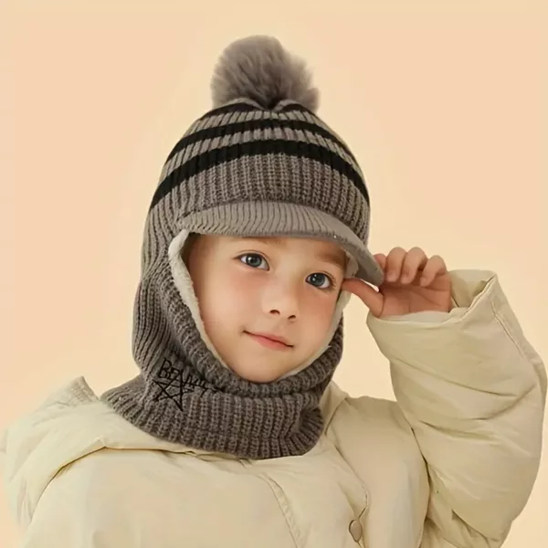 Bonnet d’hiver enfant avec tour de cou tricoté chaud et doux – 1 pièce