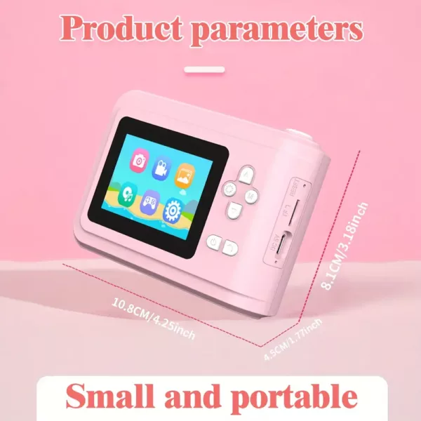 Appareil photo instantané enfant numérique – double objectif, carte SD incluse