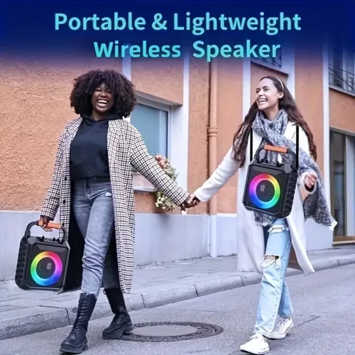 Enceinte karaoké sans fil avec 2 micros – système tout-en-un portable rechargeable