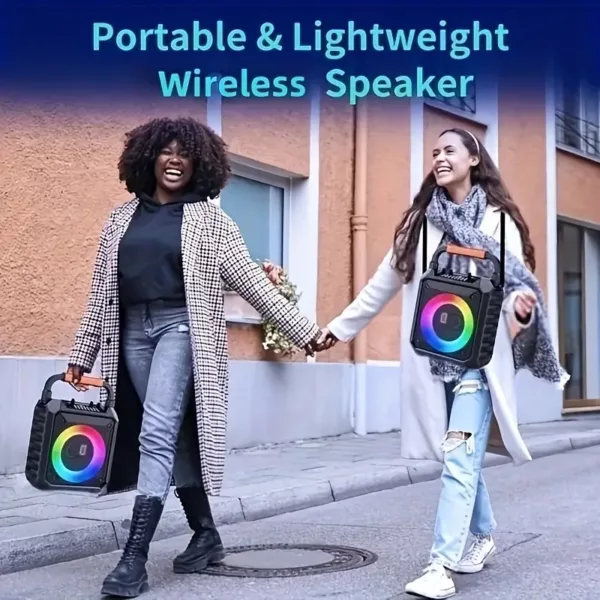 Enceinte karaoké sans fil avec 2 micros – système tout-en-un portable rechargeable