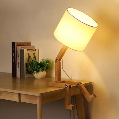 Support tablette en bois réglable avec bras flexible – usage lit ou canapé