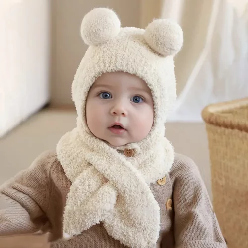 Ensemble bonnet et écharpe tricotés pour bébé – hiver doux 0 à 3 ans
