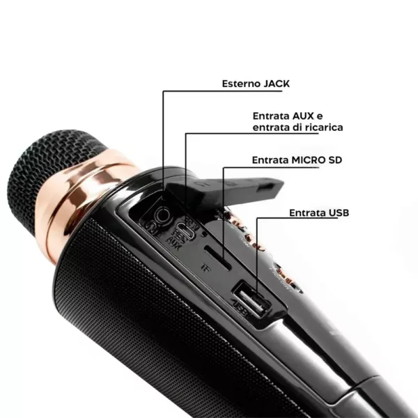 Microphone karaoké sans fil avec haut-parleur Bluetooth et port USB intégré