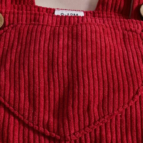 Tenue naissance bébé fille – haut à manches longues en velours côtelé avec cœur imprimé