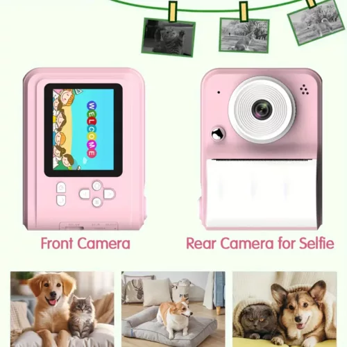 Appareil photo instantané enfant numérique – double objectif, carte SD incluse