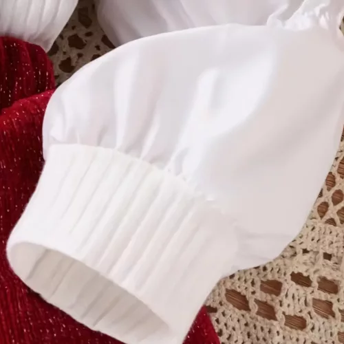 Ensemble robe longue bébé fille style princesse – 2 pièces col fantaisie nœud doré