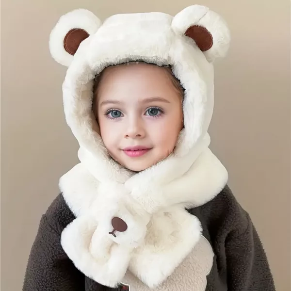 Ensemble bonnet et écharpe enfant motif ours – chaud et doux pour l’hiver