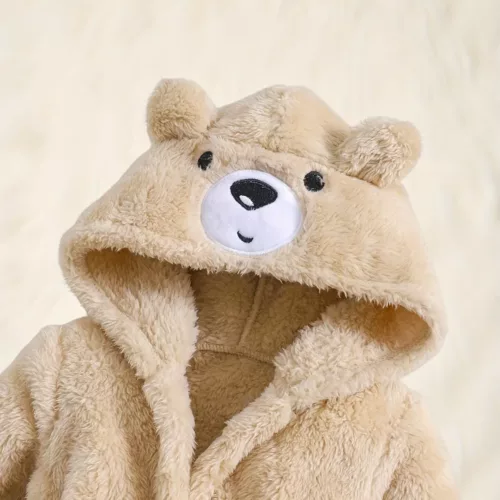 Peignoir enfant en flanelle douce – motif animal brodé, chaud et confortable