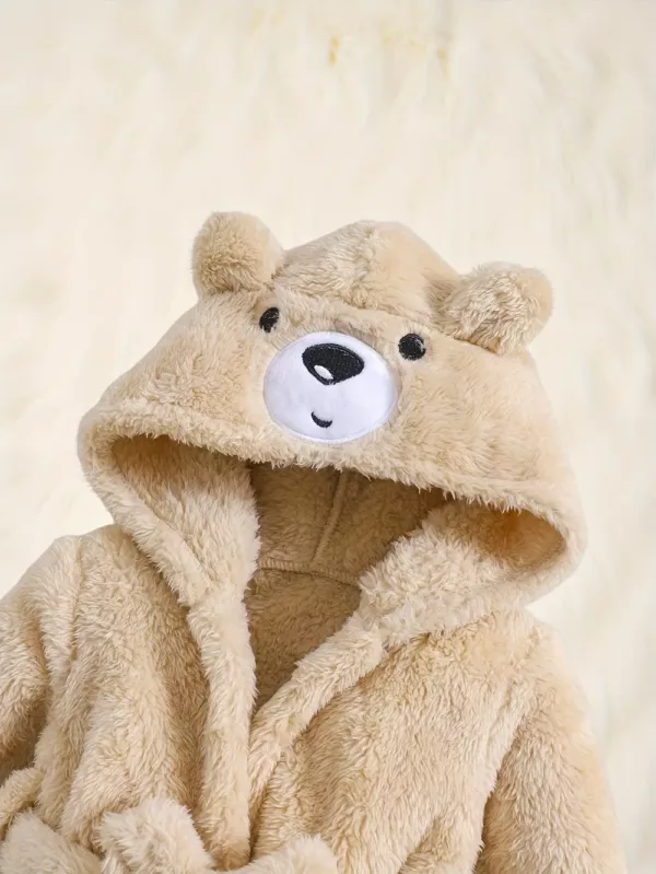 Peignoir enfant en flanelle douce – motif animal brodé, chaud et confortable