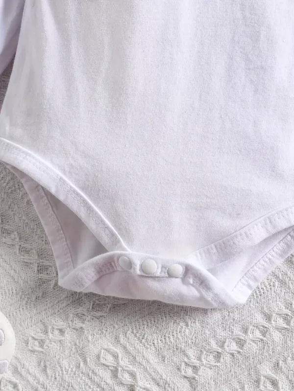 Ensemble robe bébé fille avec haut à manches longues – tenue de naissance douce