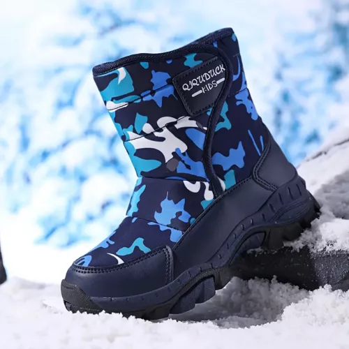 Bottes de neige enfant camouflage imperméables – chaleur et confort hivernal