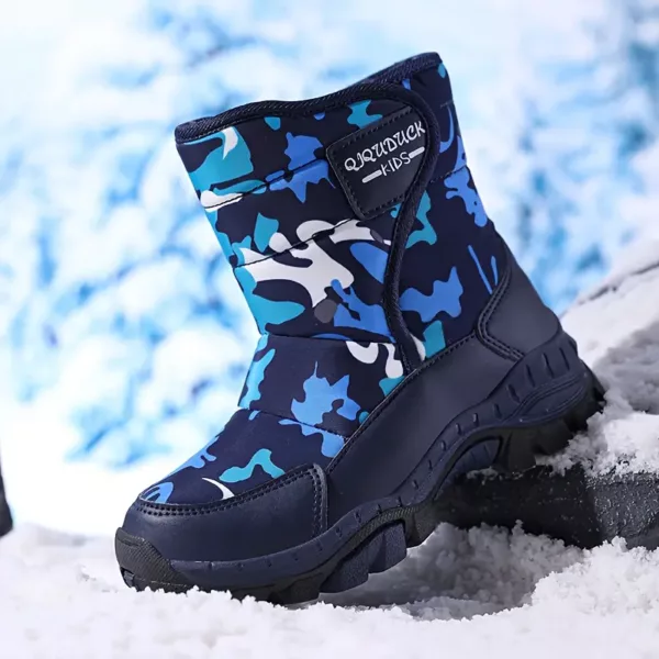 Bottes de neige enfant camouflage imperméables – chaleur et confort hivernal