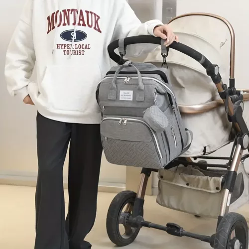 Sac à dos à langer pratique et élégant – compartiments multiples, fermeture zippée