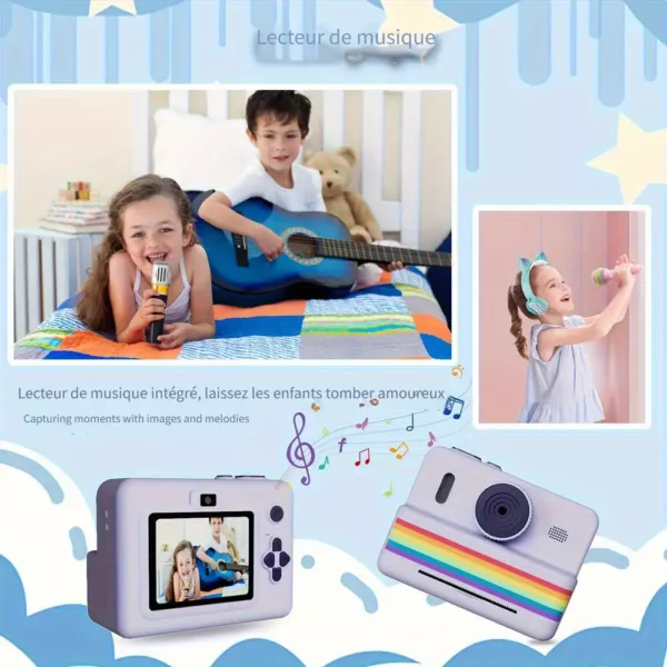 Appareil photo instantané enfant avec impression thermique et double objectif HD