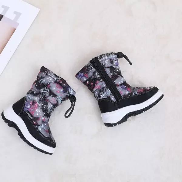 Bottes d'hiver fille avec fermeture éclair et boucle – intérieur chaud doublé