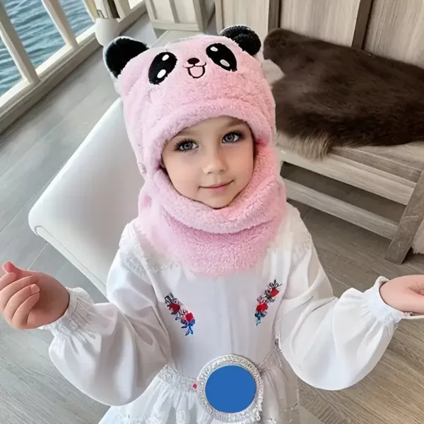 Bonnet bébé avec tour de cou assorti – chaud et doux motif panda hiver