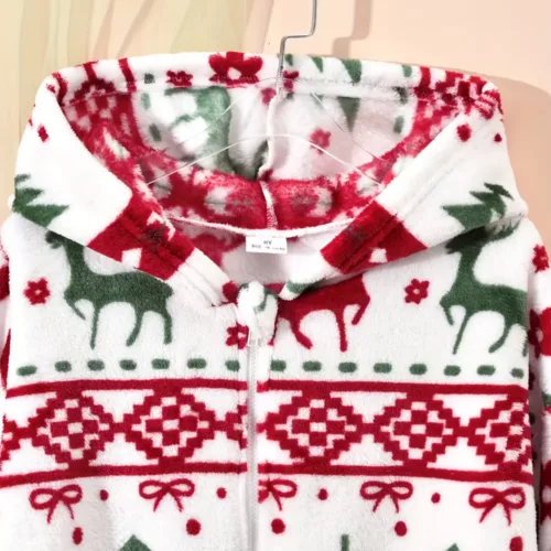 Cardigan de Noël enfant à capuche – maille douce motif renne festif