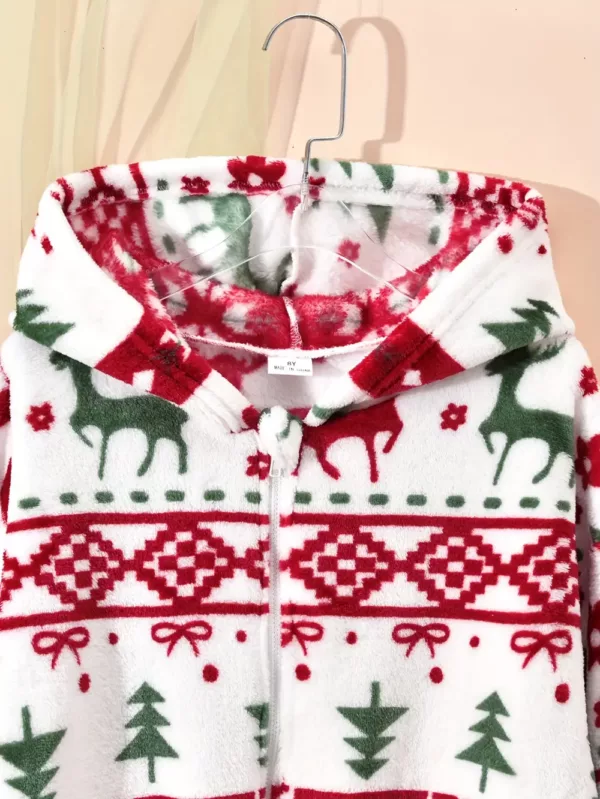 Cardigan de Noël enfant à capuche – maille douce motif renne festif