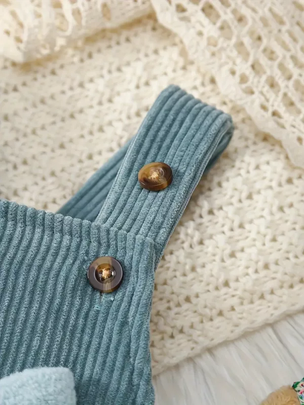 Ensemble naissance 3 pièces bébé fille – flanelle florale avec volants et nœud