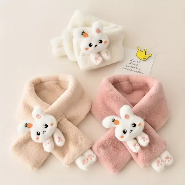 Écharpe tour de cou enfant en peluche douce – motif lapin mignon dessin animé