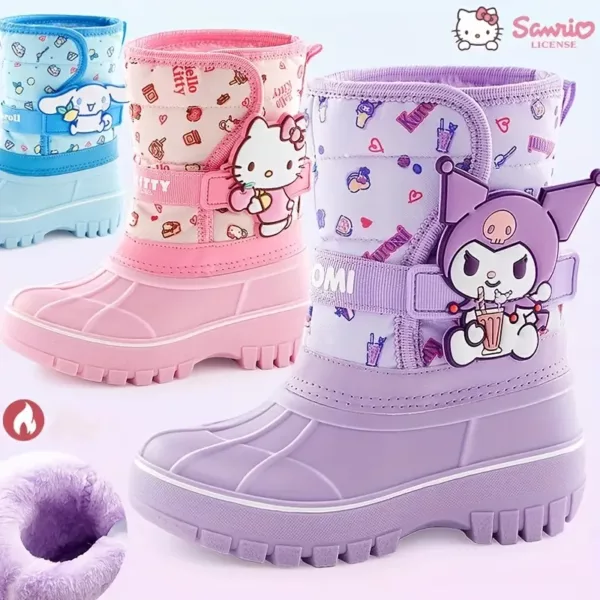 Bottes de pluie fille fourrées imperméables – hiver chaud et antidérapantes