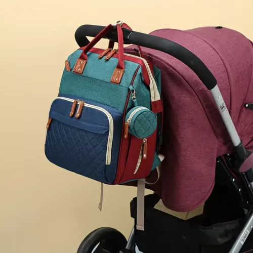 Sac à dos maman multifonction en nylon avec poche isotherme – organiseur couches