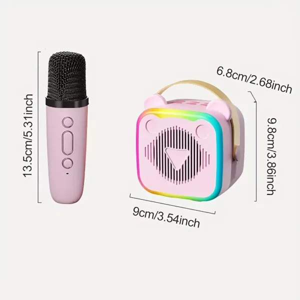 Mini karaoké portable avec 2 micros sans fil LED – idéal soirées et enfants