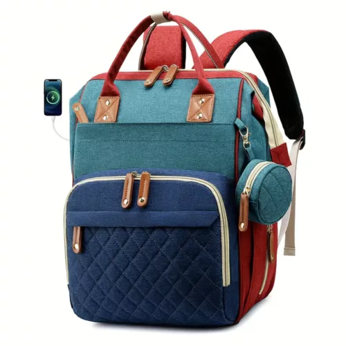 Sac à dos maman multifonction en nylon avec poche isotherme – organiseur couches
