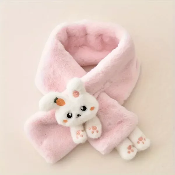 Écharpe tour de cou enfant en peluche douce – motif lapin mignon dessin animé