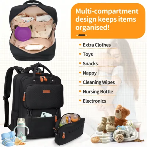 Sac à dos à langer multifonction imperméable pour parents – design pratique