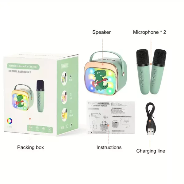 Micro karaoké portable sans fil avec LED et micro USB-C rechargeable – fêtes et anniversaires