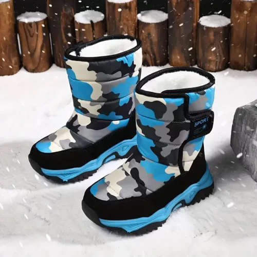Bottes de neige enfant imperméables doublées chaud - camouflage hiver unisexe